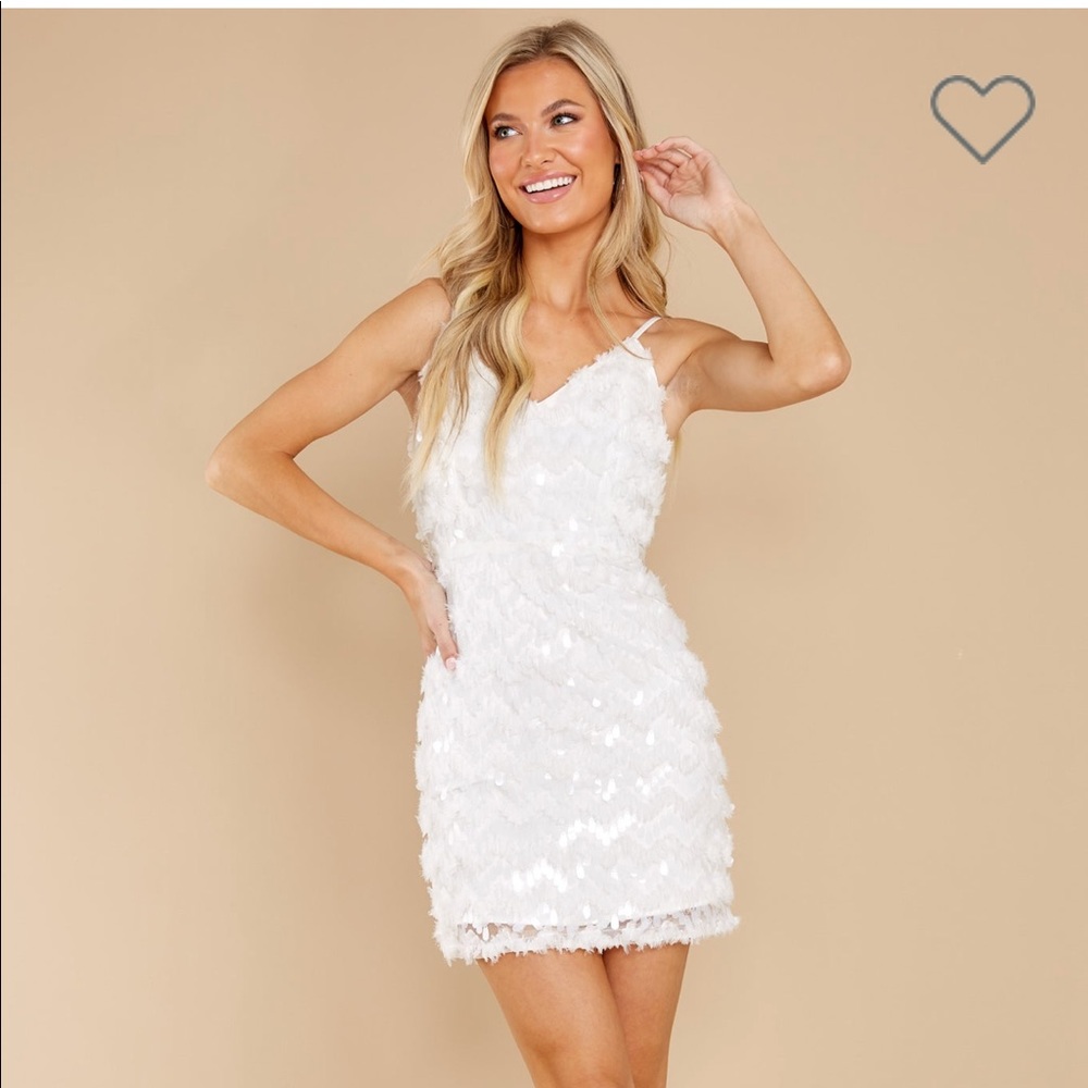 Lulus white sequin dress